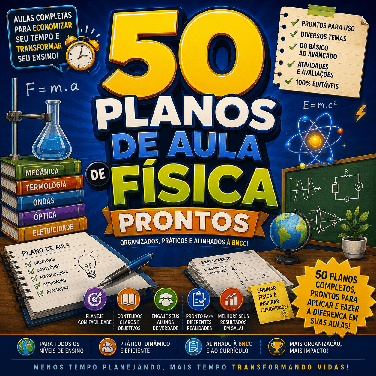 50 Planos de Aula de F\u00edsica Prontos